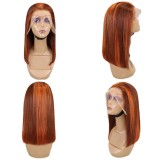 Bone Straight Lace Frontal Wig Short Bob 4/350 Human Hair