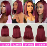 13x4 99J BOB Wig Human Hair Wig in Wine Red