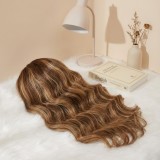 13X4 European and American new style women's wig, dyed lace, black to brown-yellow gradient, long curly hair cap