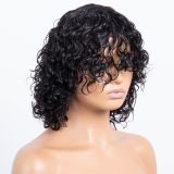 European and American wigs made of real human hair for women with bangs, water deep bob wigs, foreign trade cross-border wholesale