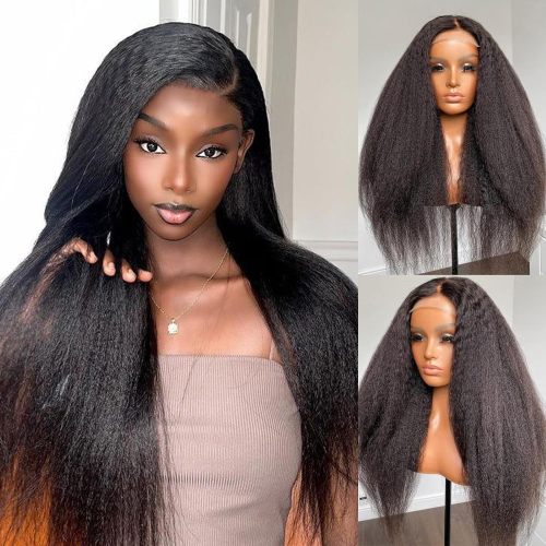 13*4 kinky straight wigs human hair foreign trade African style YAKI