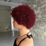 Human hair Afro curly short wig