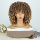 African short afro synthetic wig, machine-made curly afro wig, black curly wig