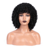 African short afro synthetic wig, machine-made curly afro wig, black curly wig