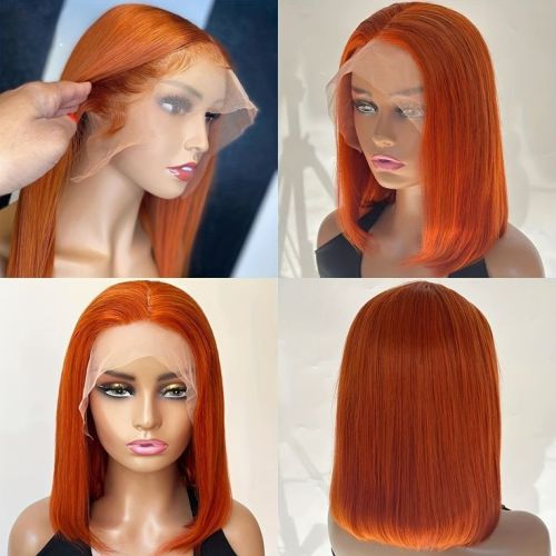 Ginger yellow orange 350#Front lace high-definition transparent lace bobo, popular in Europe and America, available for dropshipping from Xuchang