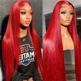 13*4 front lace bright red human hair wig