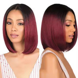 13*4 lace99J#Bob style real human hair wig, burgundy wig