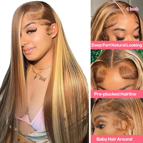12A 13*4 lace wigs real human hair wigs 4/27#Long straight human hair