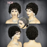 13*4 frontal Afro Kinky curly Short  wigs 100% human hair
