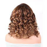 Cross-border 13*4 lace frontal wig human hair body bob 4/27 wig real human hair