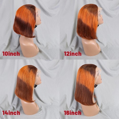 Bone Straight Lace Frontal Wig Short Bob 4/350/4 Human Hair