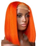 12A Straight Bob#350 Orange Wig with 13*4 Frontal