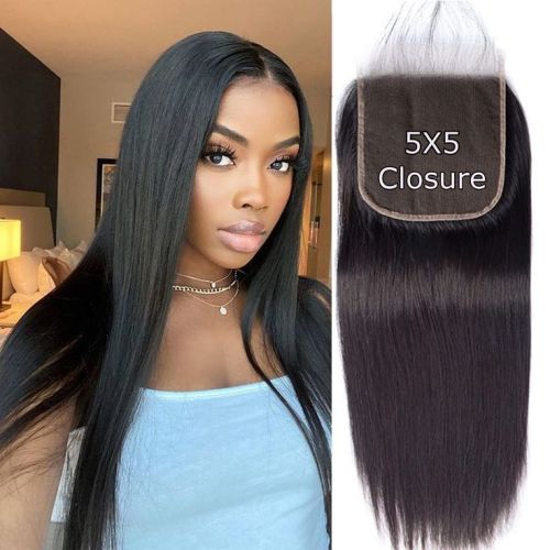 5by5 transparent lace huamn hair  frontal closure big lace