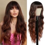 Cross-border Halloween funny wig, anime-style costume, purple wavy curly hair with air bangs, full head wig