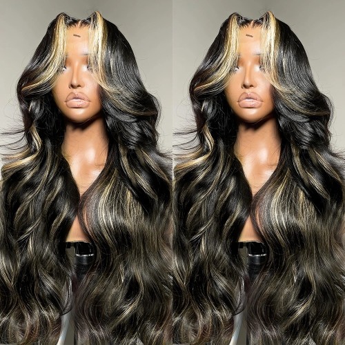 Highlight 13*6 Lace frontal Body Wave Long wig  human hair