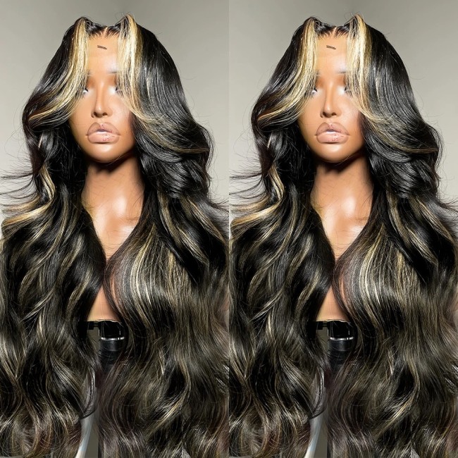 Highlight 13*6 Lace frontal Body Wave Long wig  human hair