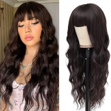 Cross-border mechanism full head wig with bangs, large waves, colorful synthetic fiber, water wigs, 2D style