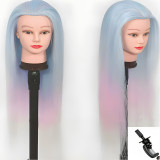 High-temperature synthetic fiber wig mannequin head 28inch Invisible halo styling head model for hairdressing teaching