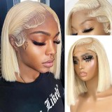 Blonde 613 Human Hair Bob Wigs 13x4 Lace Front  Straight Bob
