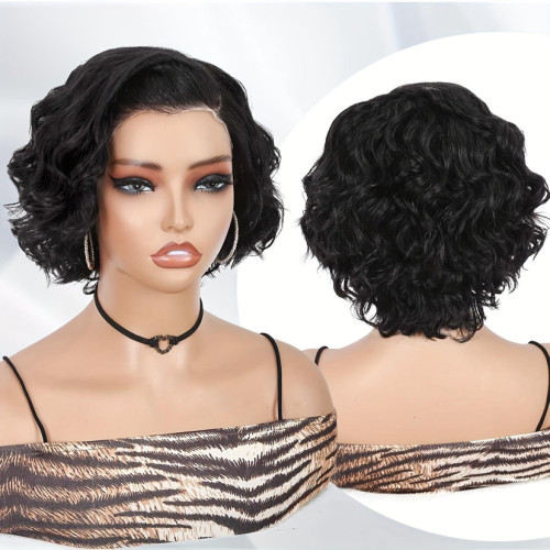 Cross-border European and American wigs made of real human hair, 13x4 lace front short pixie cut wigs