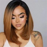 13*4 frontal Straight Bob 1B/30 Brown 200%density wig