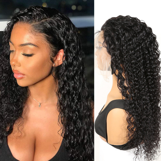 European and American wigs made of real human hair, 13x4 lace front deep wave real human hair wigs, cross-border wholesale