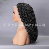DoubleDrawnPixieCurly European and American wig, front lace, real human hair, curly, in stock, short hair