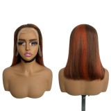 Real Human Hair Straight Bob Wig 13x4 Lace Front European and American Style