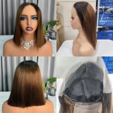 12A Vietnamese hair 13*4frontal Bone straight Bob 200%densit