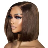 13*4Frontal lace Hot chocolate brown huamn hair BOb wigs