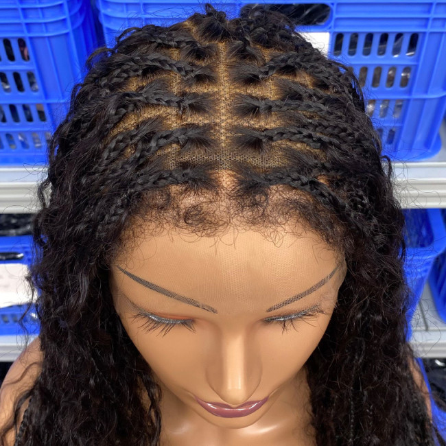 Human hair boho braids full lace wigs
