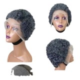 13*4 frontal pixie curly short wig human hair