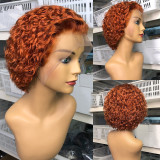 13*1 Pixie Curly Wig WIth T Lace Brazilian Natural Human Hai