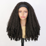 African small curly synthetic fiber wig headband with screw curls and yaki clips