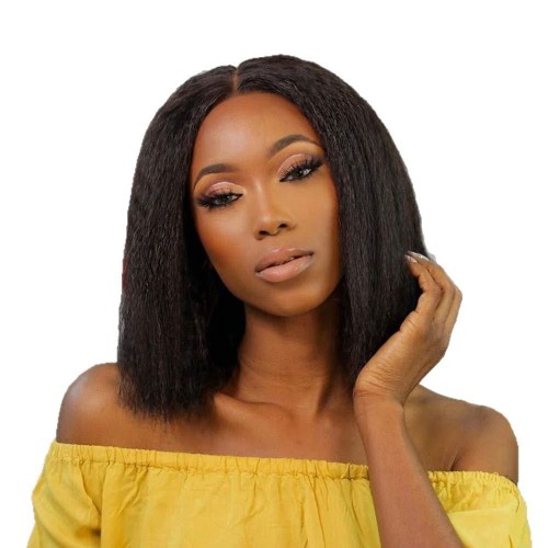 Wig made of real human hair, T-part lace, kinky straight bob wig, wholesale human hair