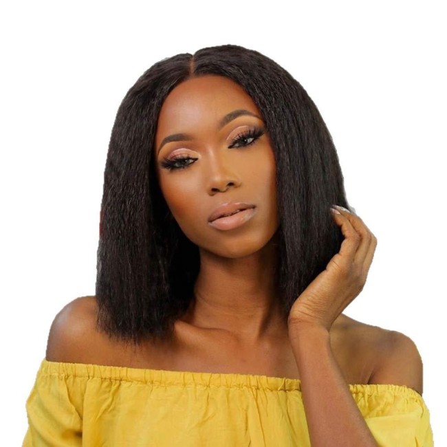 Wig made of real human hair, T-part lace, kinky straight bob wig, wholesale human hair