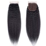 4*4yaki kinky straight HD Transparent lace human hair closur