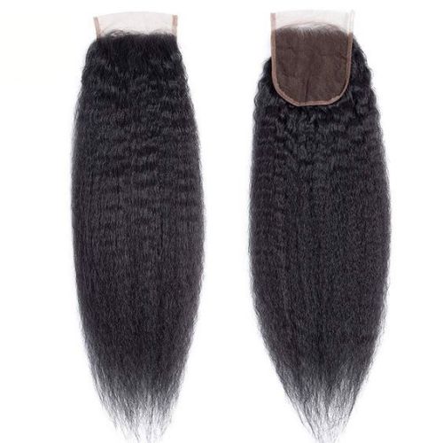 4*4yaki kinky straight HD Transparent lace human hair closur