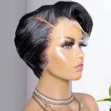 Cross-border European and American wigs made of real human hair, 13x4 lace front short pixie cut wigs
