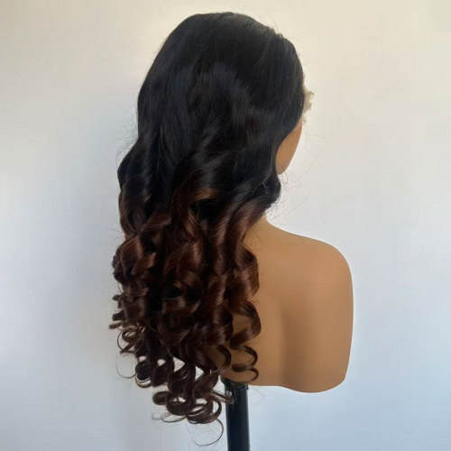 Highlight Ombre Lace Front Wig Human Hair Cross-border Front Lace Elastic Curl