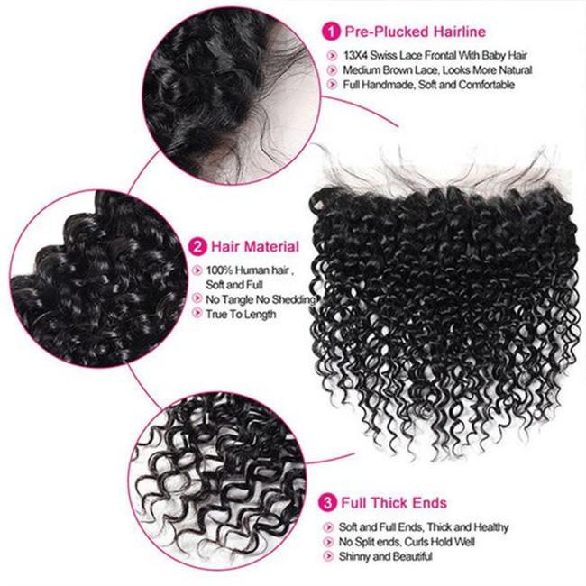 BrazilianHumanHairKinkyCurly13x4LaceFrontaleartoeaReal Human Hair