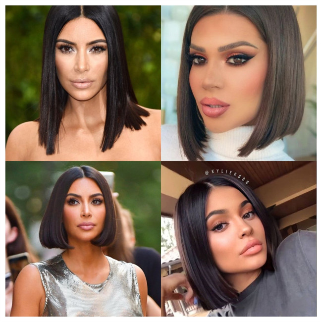 2*6 kim k bone straight short double drawn BOB human hai wig