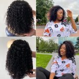 Wig made of real human hair with ice silk headband, deep bob, cross-border wholesale, celebrity style long curly hair
