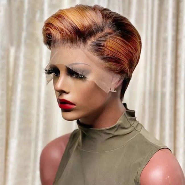 Pixie Bob 4/350 With 13*4 Frontal  Human Hair 100% Wig