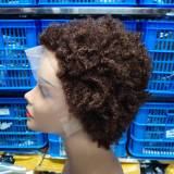 13*4Frontal Short Wigs Afro Kinky Curly African Human hair