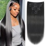 Clip-in Hair Extensions 8pcs with 18 Clips Double Weft Real Human Hair