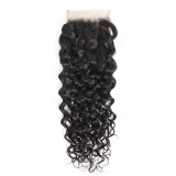Brazilian 4*4 water wave lace closure real human hair piece with water wave curls
