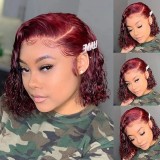 10A Burgundy 99j Deep Wave Bob 13*4 Frontal Ear To Ear Wig