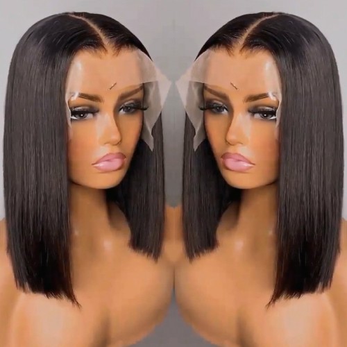 10A Straight Bob 13*4frontal lace wig 200% density human hai