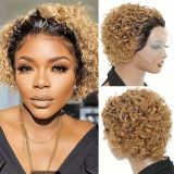 Realistic wig European and American pixie 13*1 lace front short curly hair wig